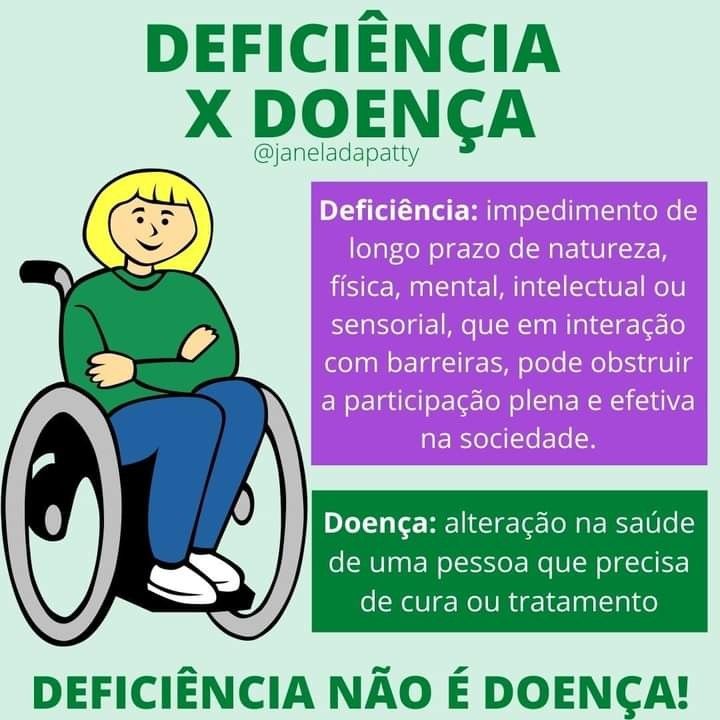 desenho explica diferença entre doença e deficiência